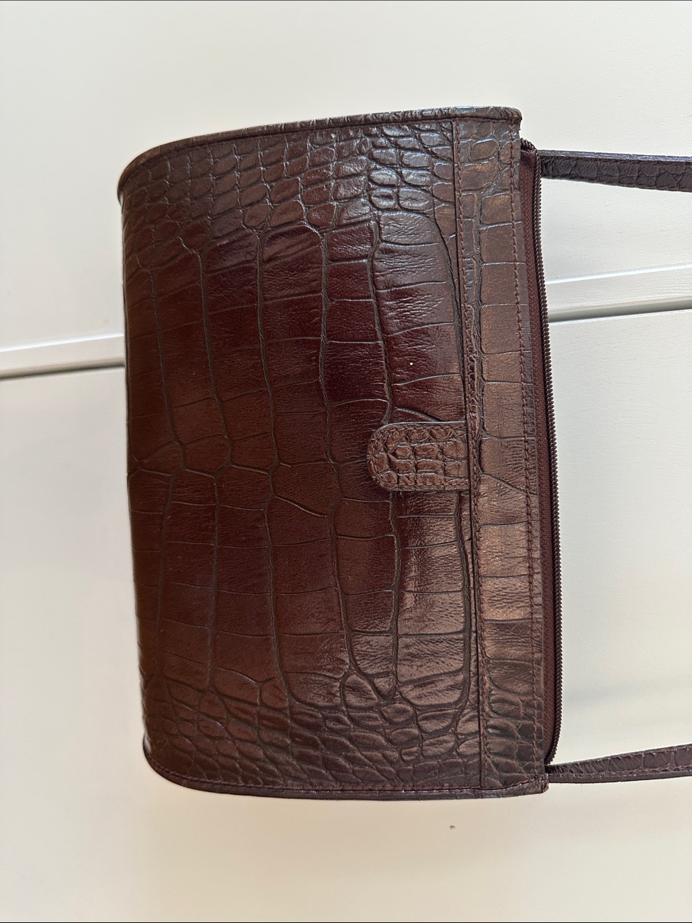 Liz Claiborne Dark Brown Croc-Embossed Crossbody Bag